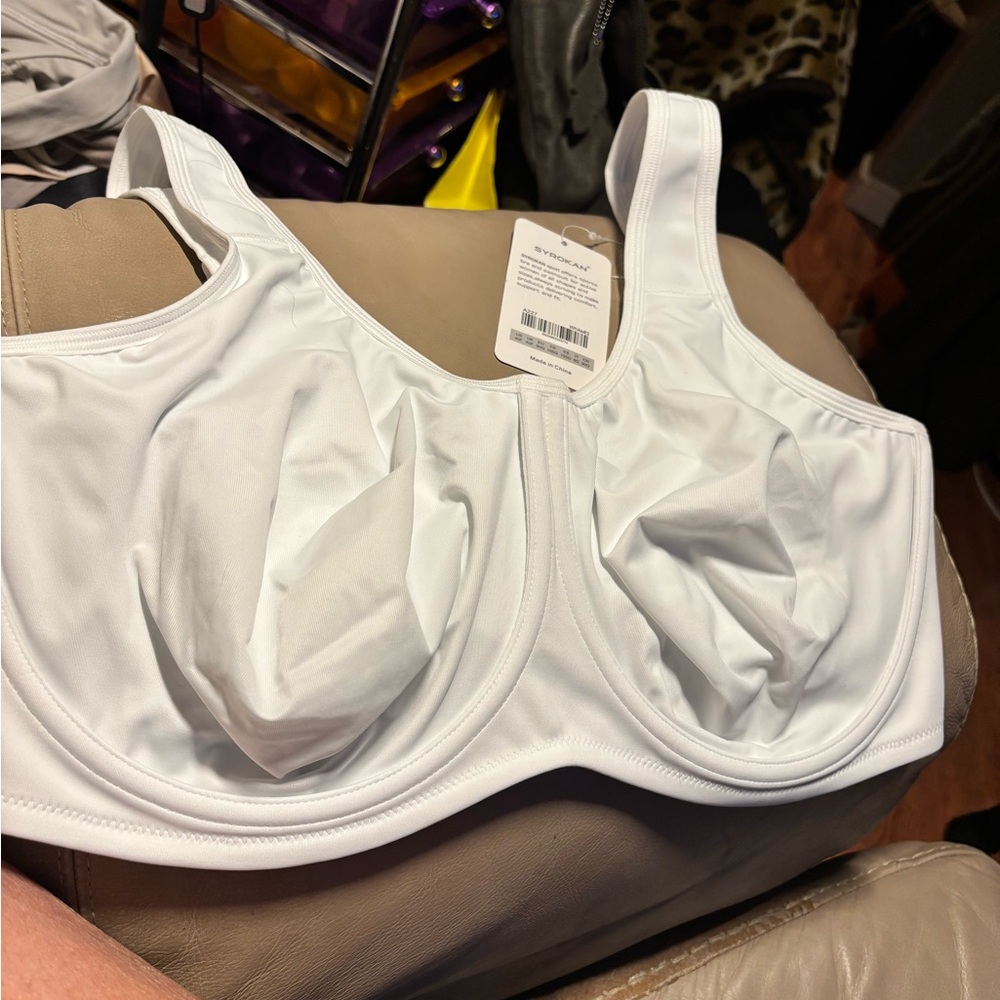 Syrokan White Full Support Max Control Full Impact Sports Bra 40F.  New!